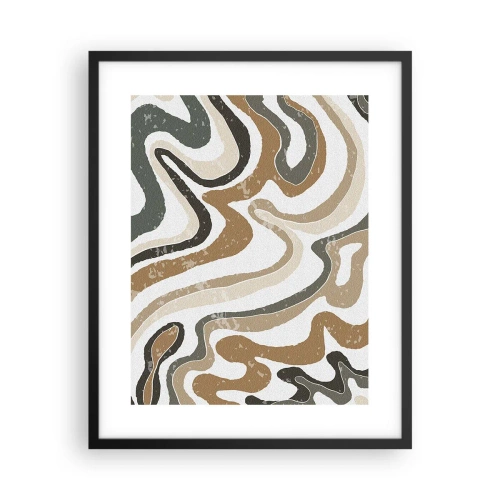 Pôster com moldura preta - Meandros de cores da terra - 40x50 cm
