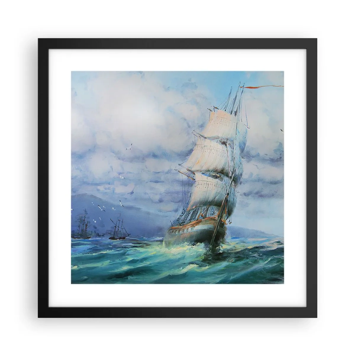 Pôster com moldura preta - Bons ventos - 40x40 cm