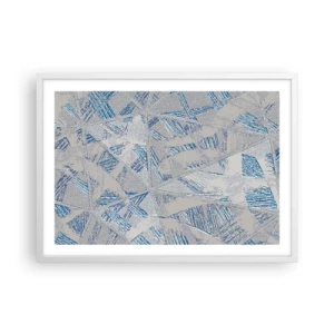 Pôster em moldura branca - Em um labirinto azul e cinza - 70x50 cm