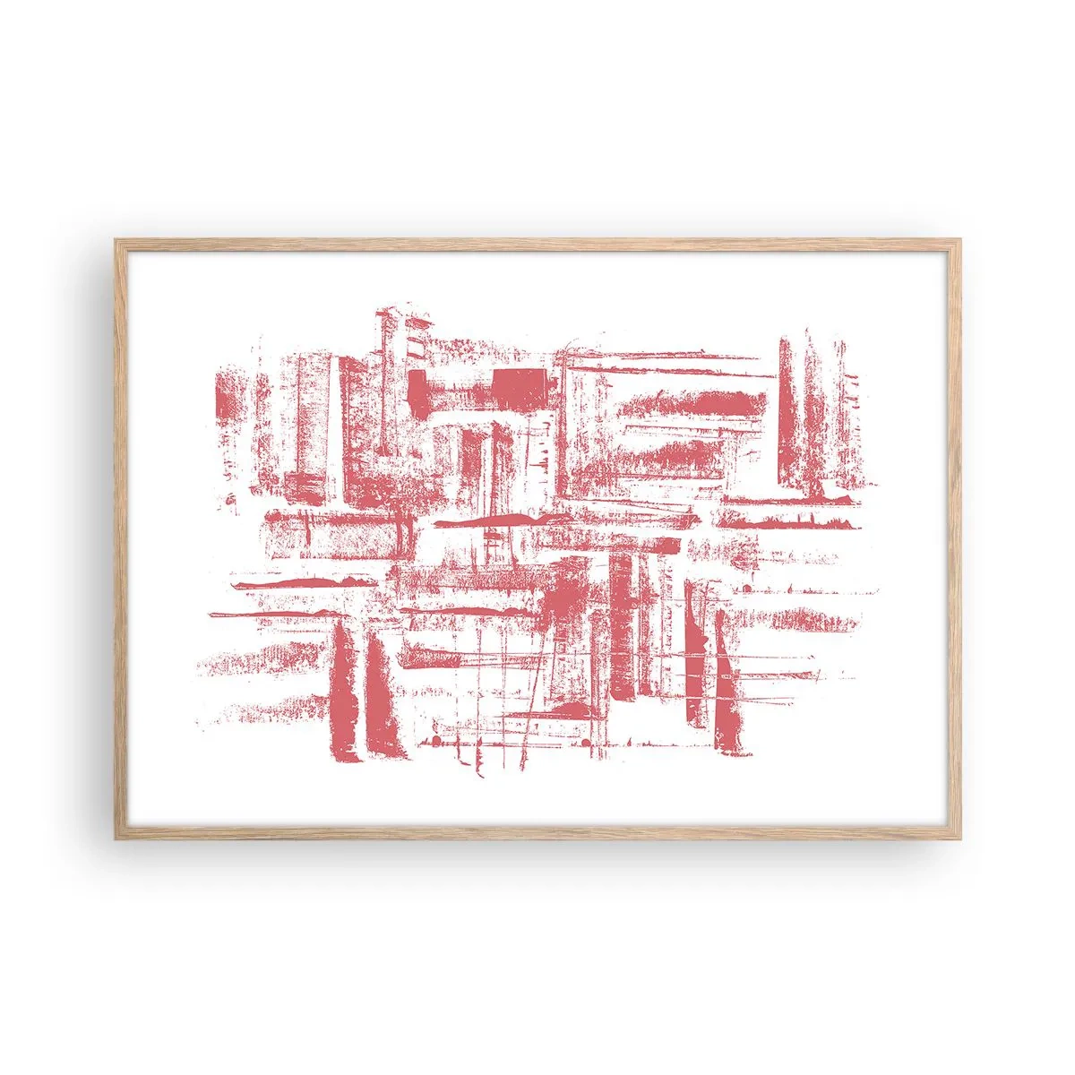 Pôster com moldura de carvalho claro - Cidade Vermelha - 100x70 cm