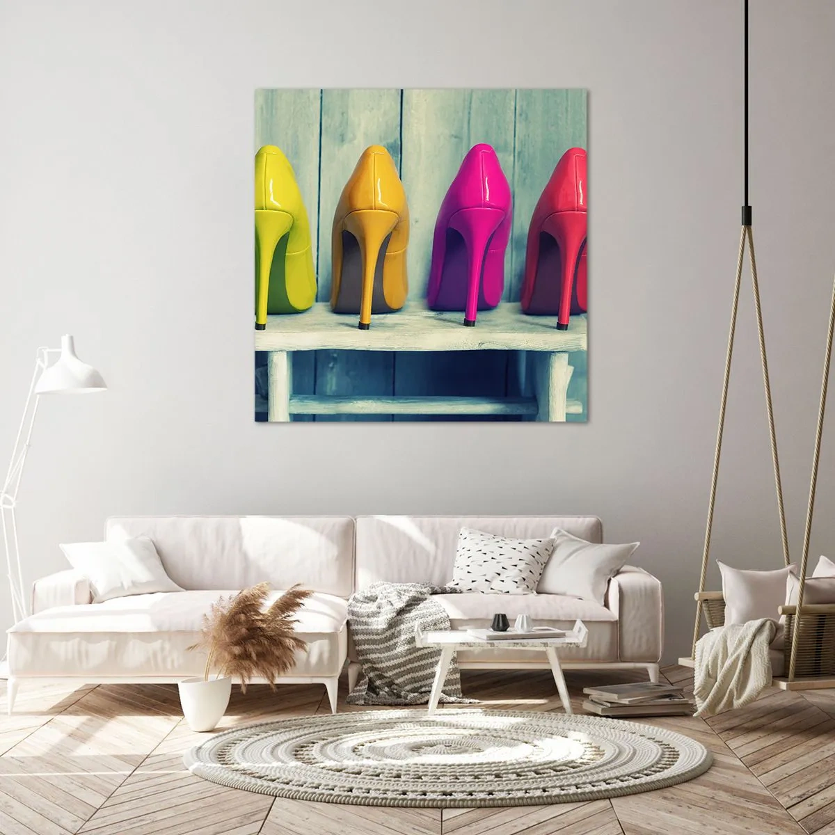 Quadro em tela - Um passeio no arco-íris - 30x30 cm