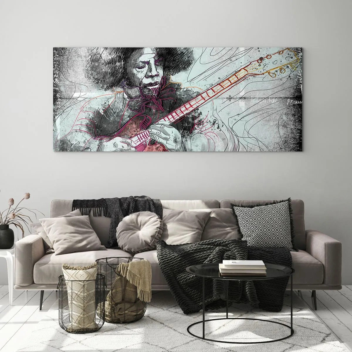 Quadro em vidro - Nas ondas da música - 120x50 cm