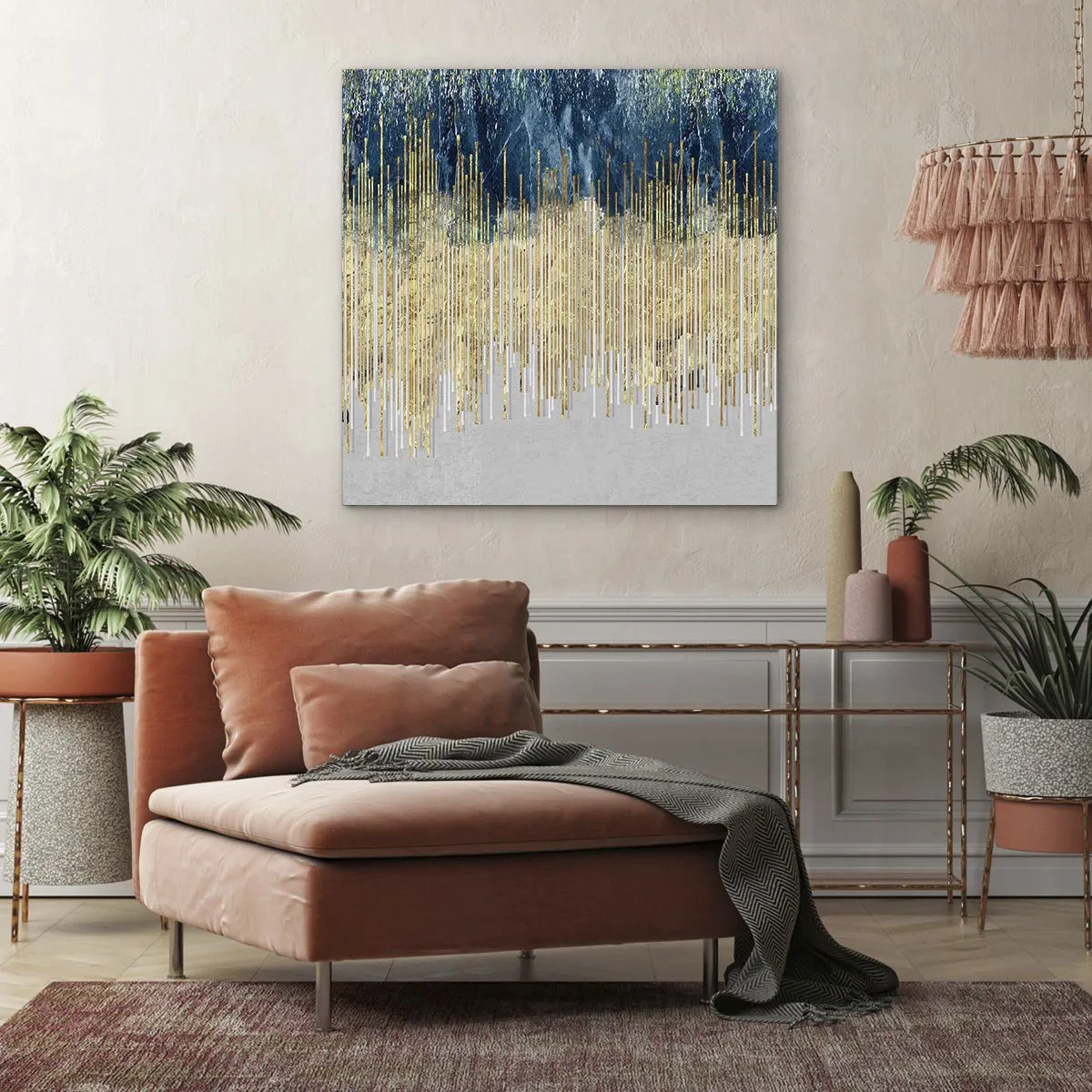 Quadro em tela - Borda dourada - 50x50 cm