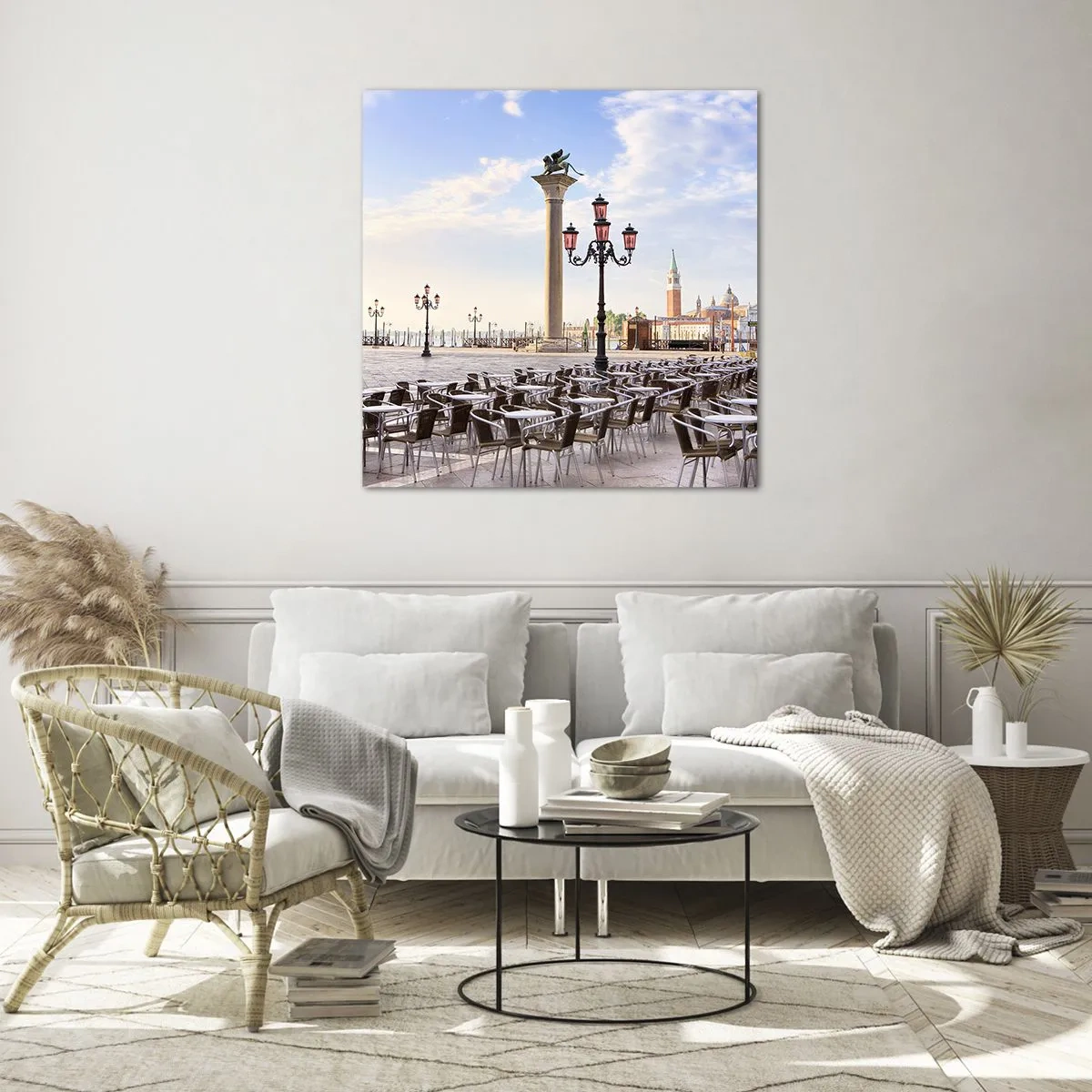 Quadro em vidro - Bem-vindo, está tudo pronto - 50x50 cm