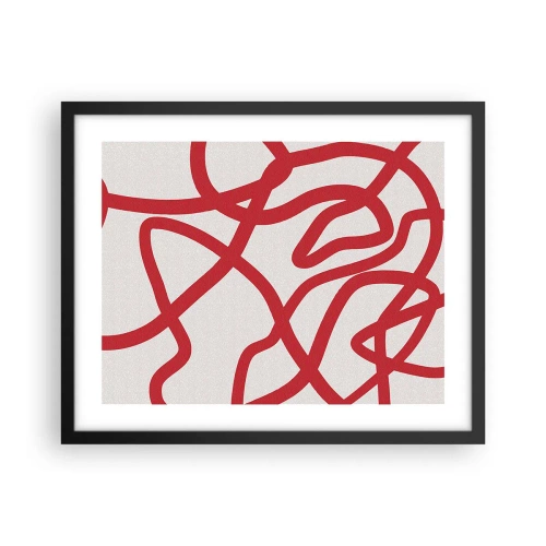 Pôster com moldura preta - Vermelho em branco - 50x40 cm