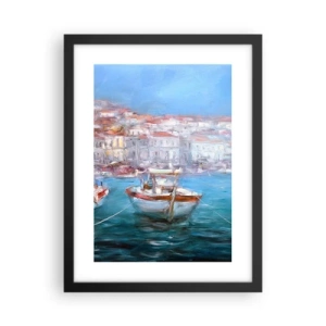 Pôster com moldura preta - Baía italiana - 30x40 cm