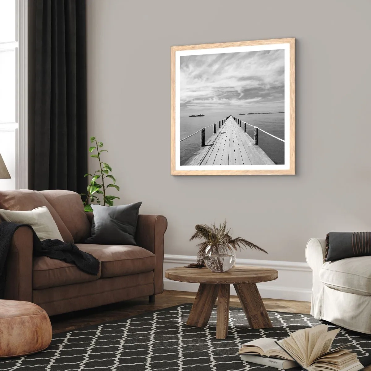 Pôster com moldura de carvalho claro - Talvez uma viagem... - 50x50 cm