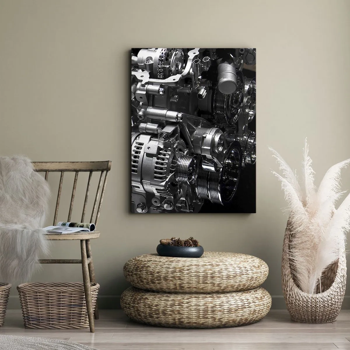 Quadro em tela - Aço, belo, forte - 65x120 cm