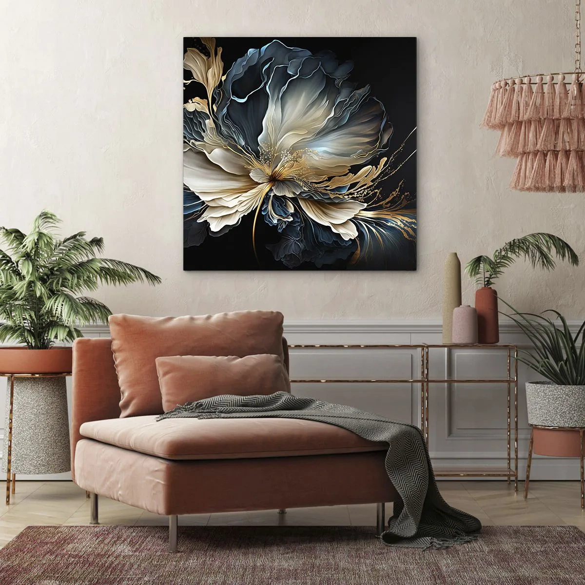 Quadro em tela - Flor de samambaia de conto de fadas - 40x40 cm