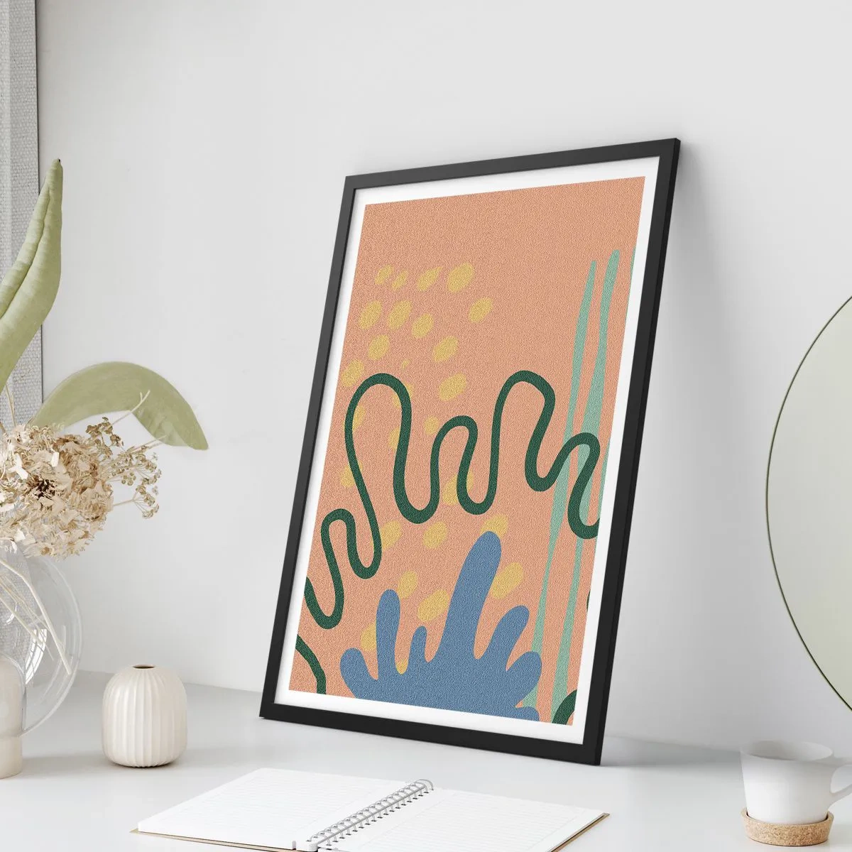 Pôster com moldura preta - Abstração: diversidade da natureza - 61x91 cm