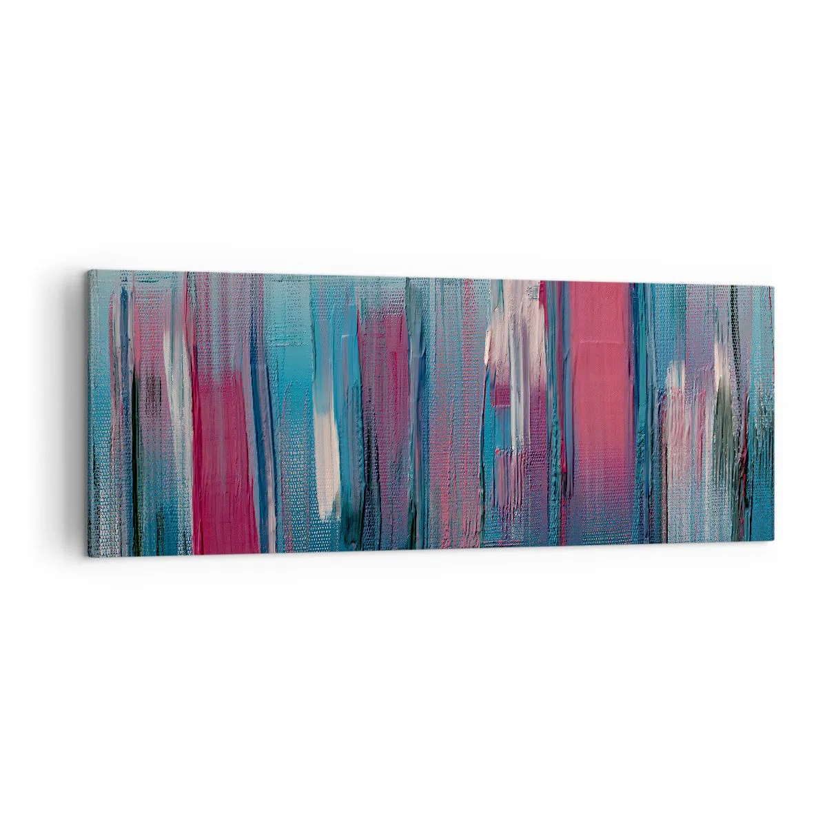 Quadro em tela - Composição vertical em azul e vermelho - 140x50 cm