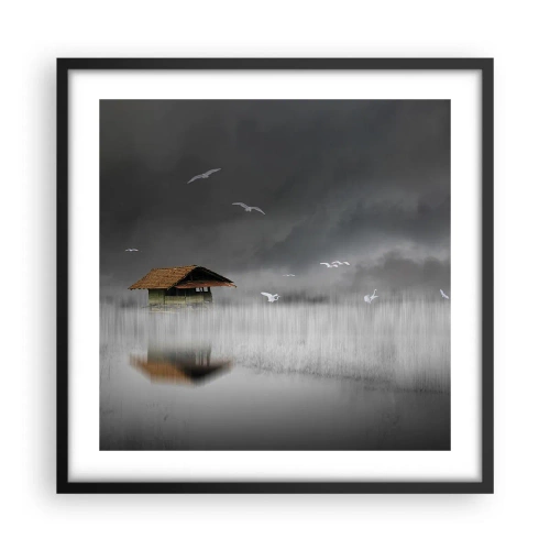 Pôster com moldura preta - Abrigo da chuva - 50x50 cm