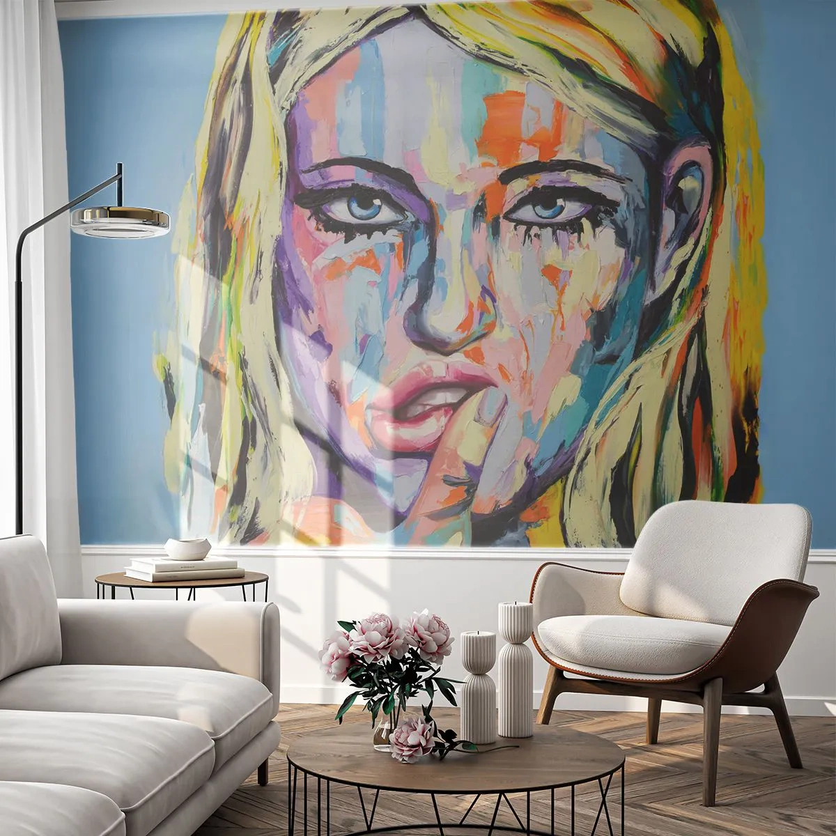 Papel de Parede Premium Canvas - Olhe-a diretamente nos olhos - Mulher, Retrato de uma mulher, Garota - 250x175 cm