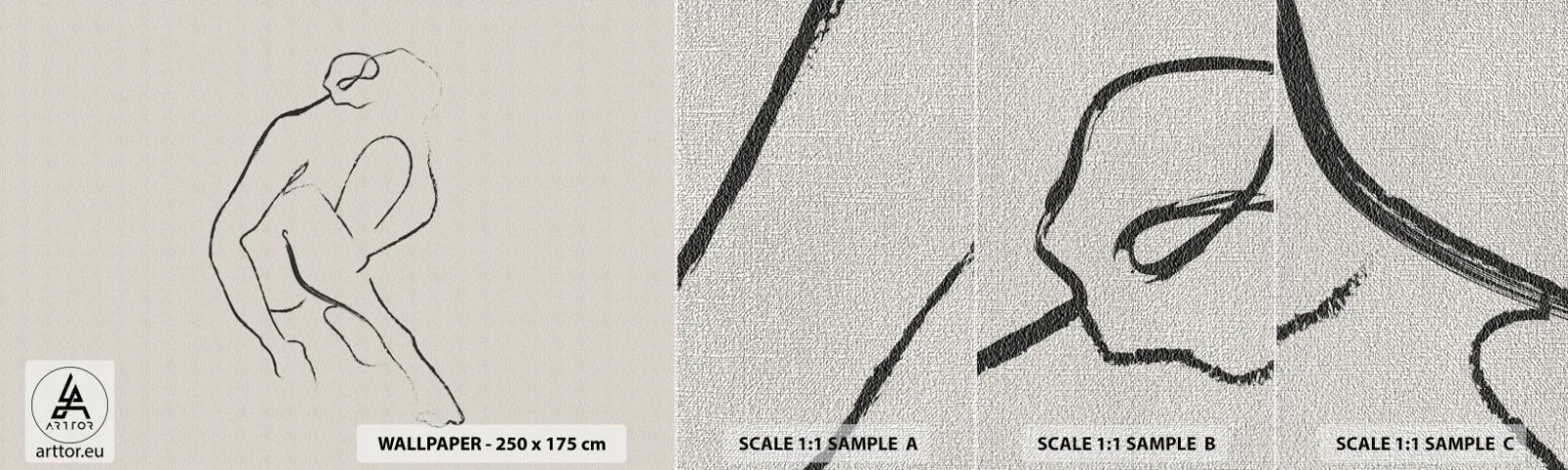 Amostra de papel de parede Premium Canvas - Esboço íntimo - Minimalismo, Agir, Mulher - 100x30 cm