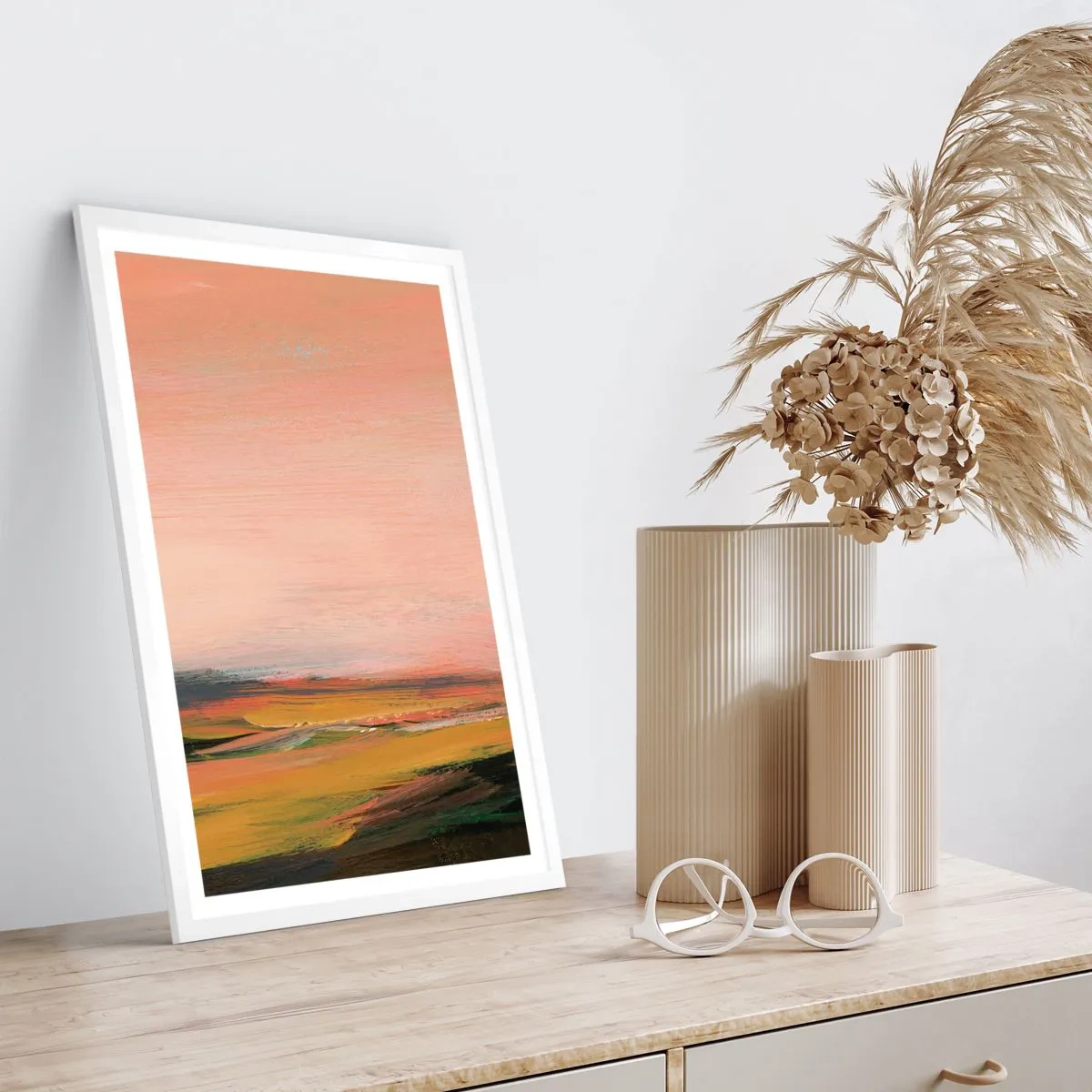 Pôster em moldura branca - Em tons rosa - 40x50 cm