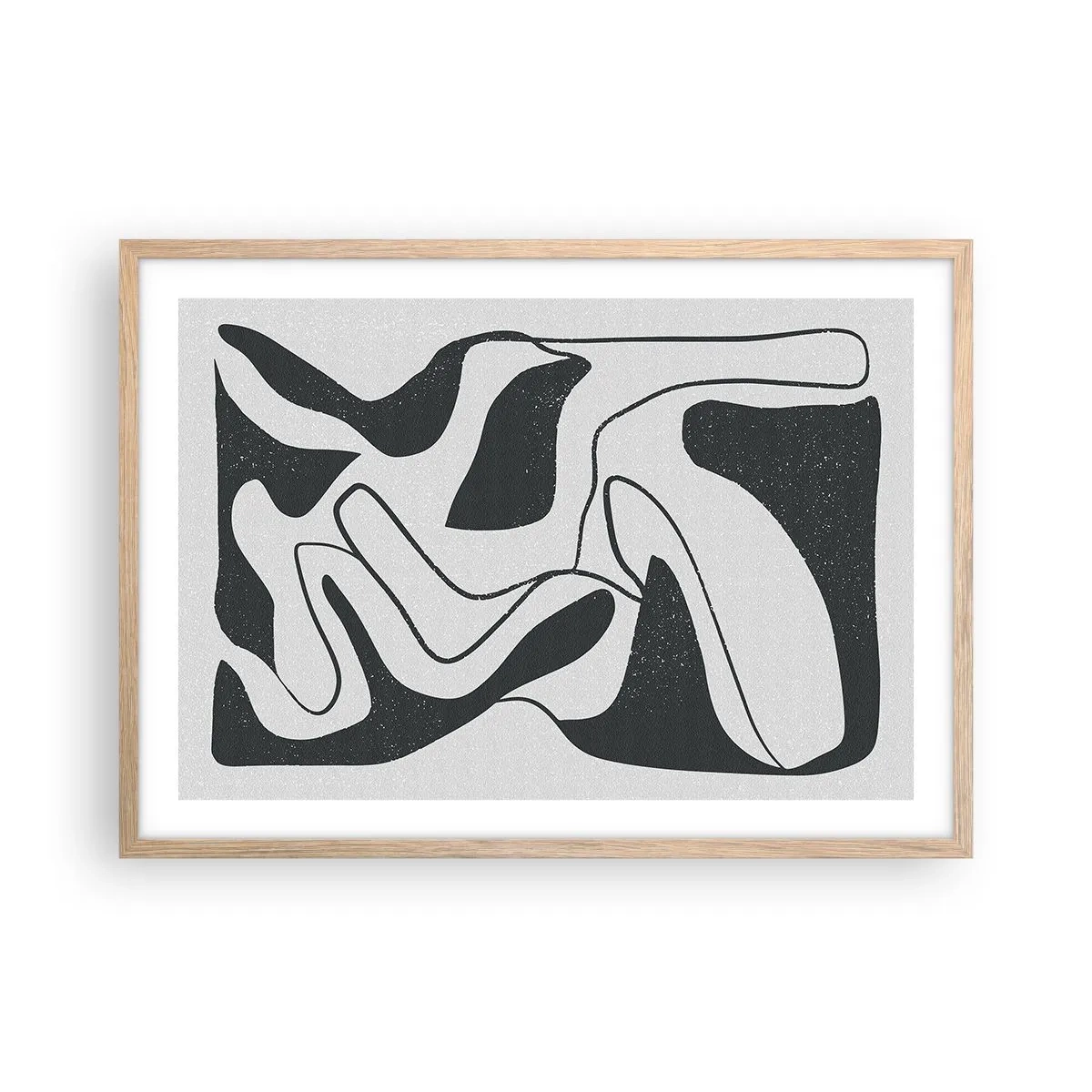 Pôster com moldura de carvalho claro - Labirinto abstrato divertido - 70x50 cm