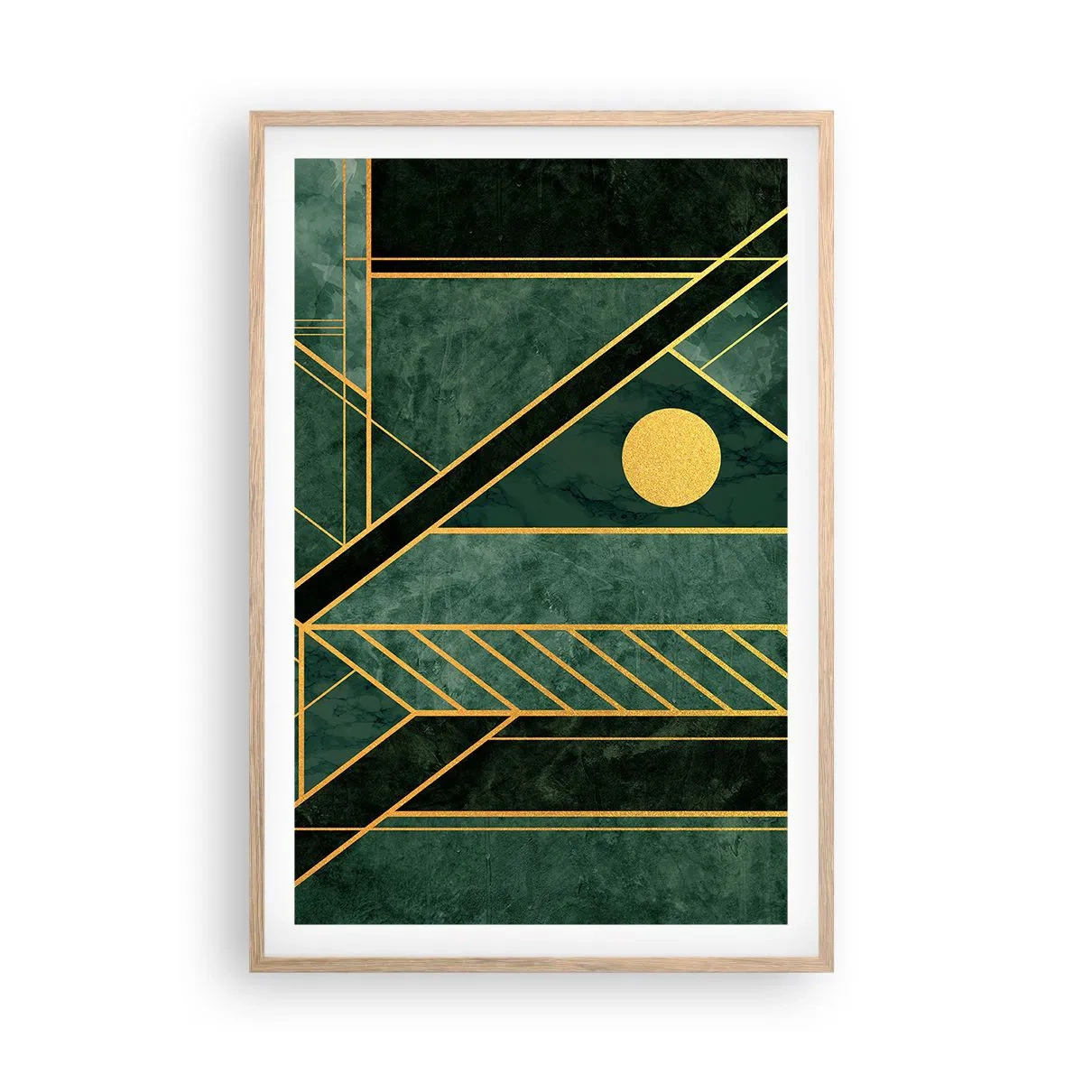 Pôster com moldura de carvalho claro - A dinâmica do ouro e do azul - 61x91 cm