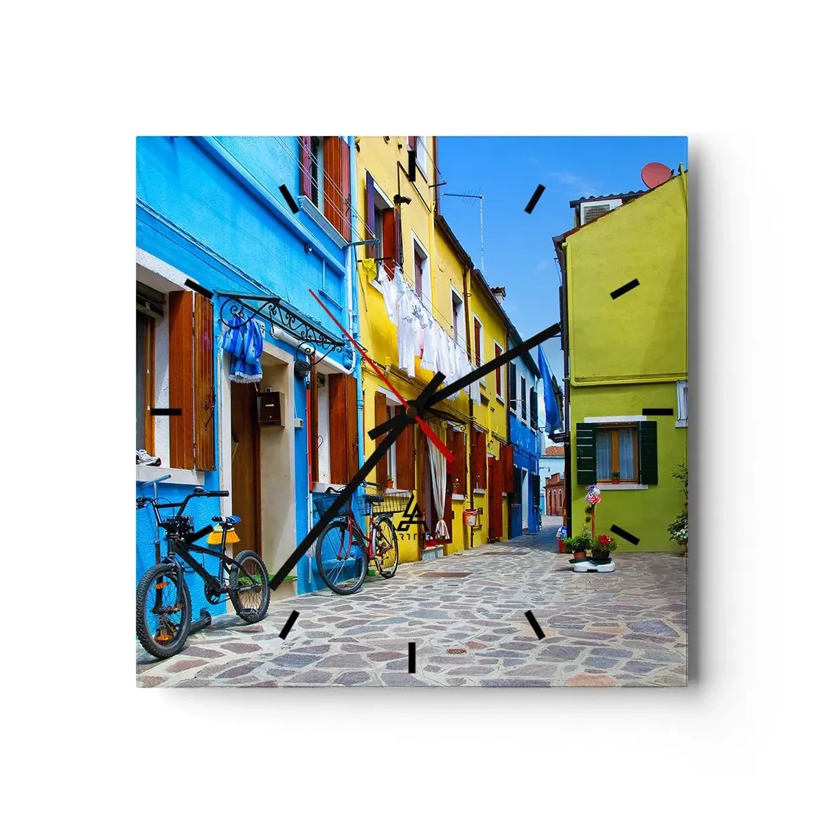 Relógio de parede - Relógio em vidro - Beco doce e pastel - 30x30 cm