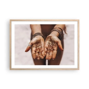 Pôster com moldura de carvalho claro - Um presente para si - 70x50 cm