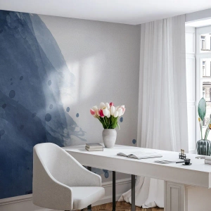 Papel de Parede Premium Sand - Tule azul - Abstração, Pedaço, Pintura - 100x70 cm
