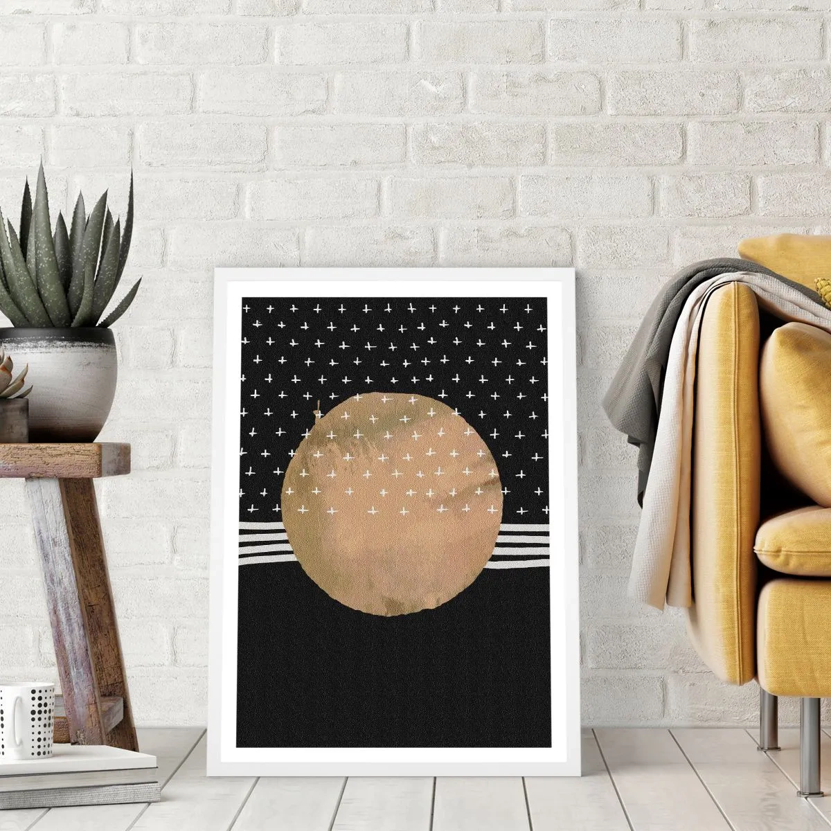 Pôster em moldura branca - Composição: bandeira da galáxia - 30x40 cm