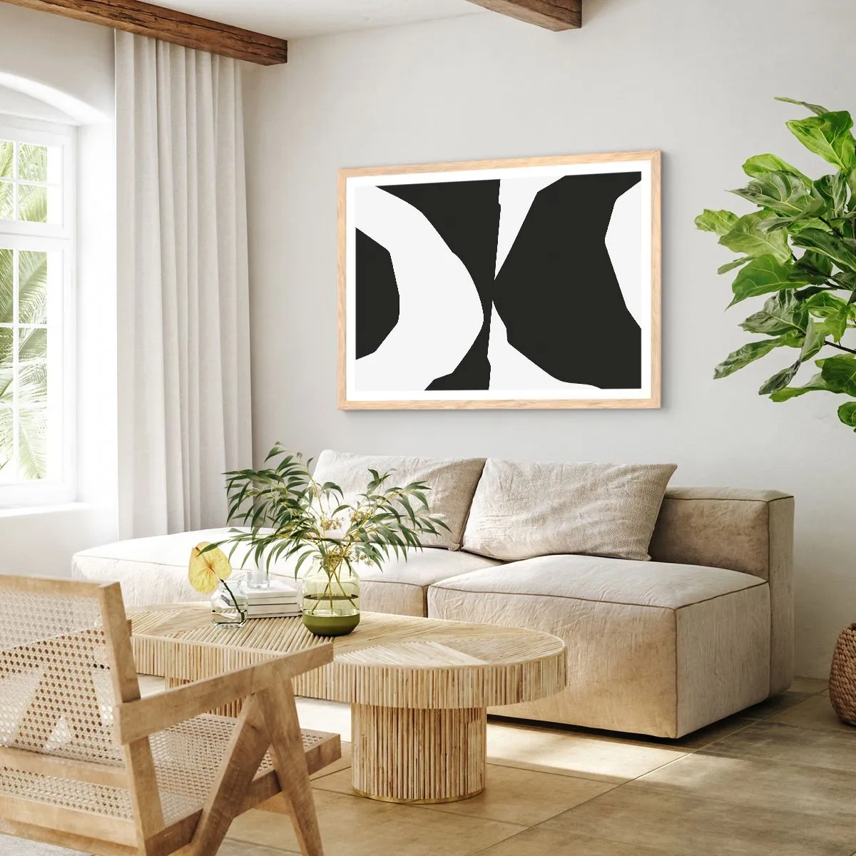 Pôster com moldura de carvalho claro - Positivo negativo - 100x70 cm