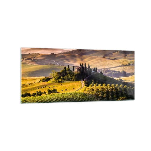 Quadro em vidro - Arcádia - Paisagem toscana - 120x50 cm