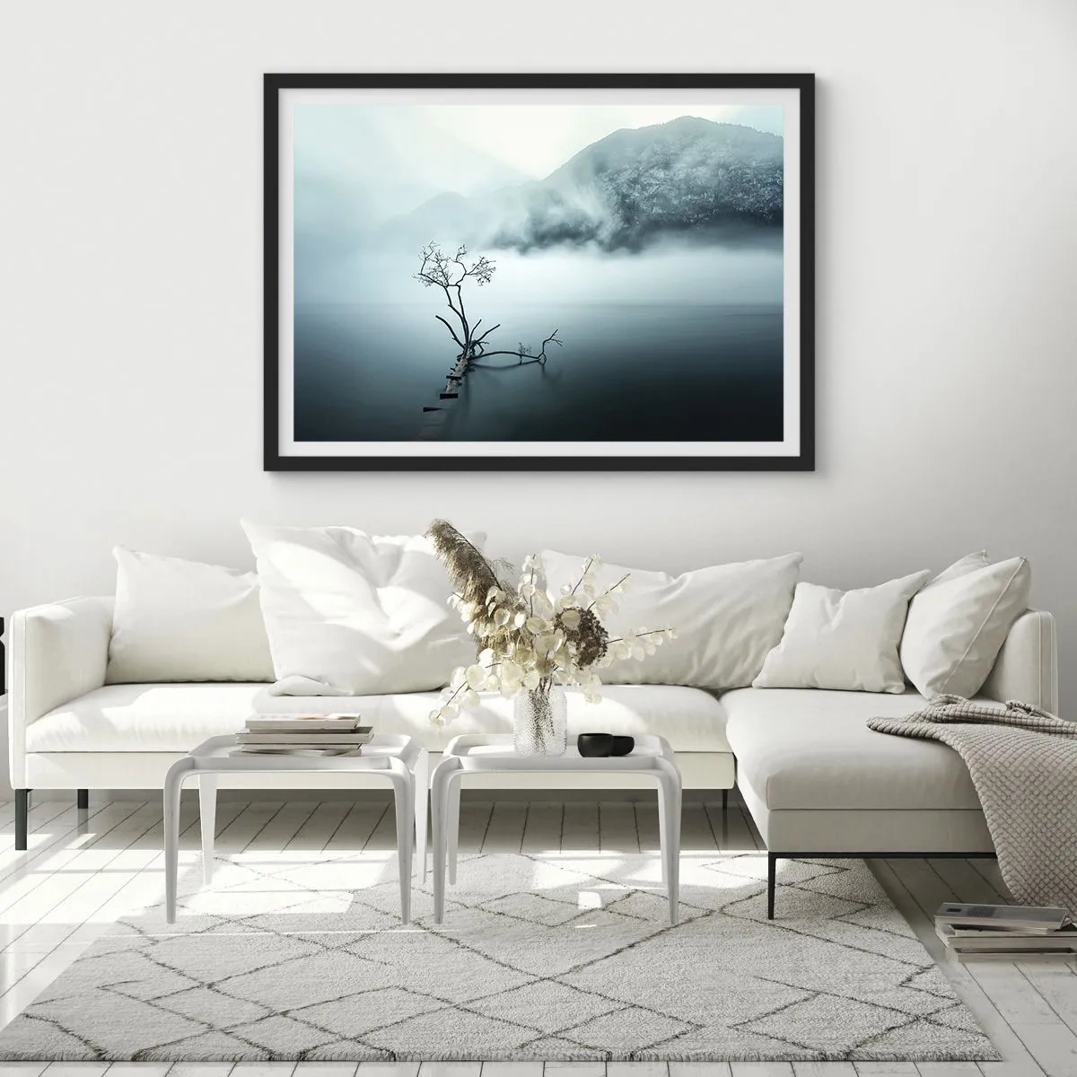 Pôster com moldura preta - Da água e da neblina - 70x50 cm