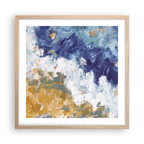 Pôster com moldura de carvalho claro - Dança dos elementos - 50x50 cm