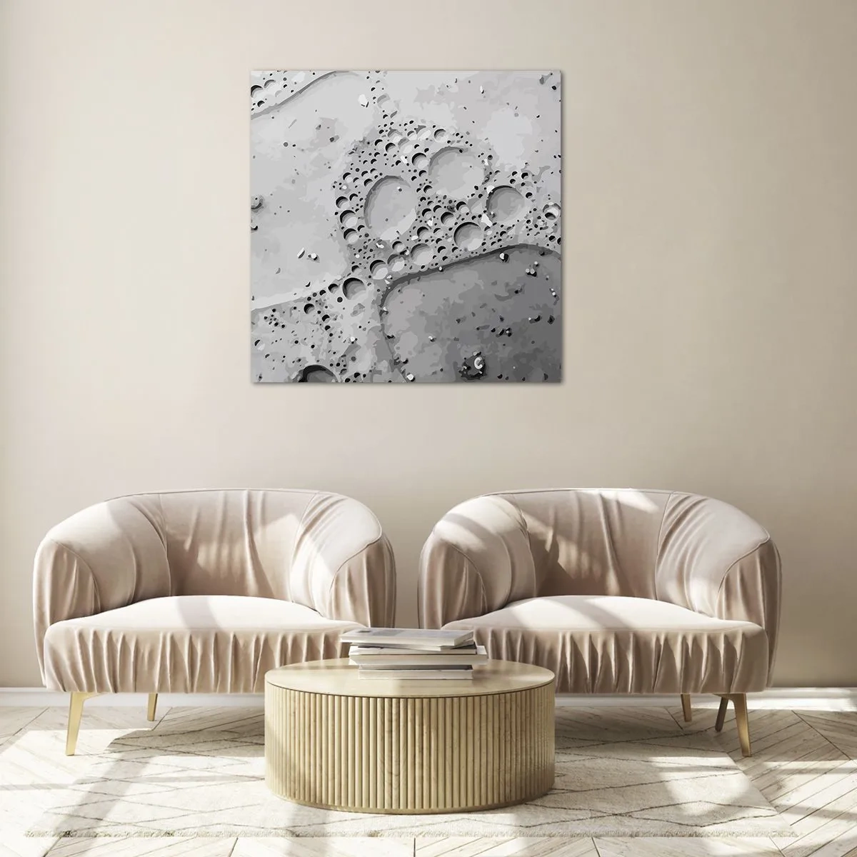 Quadro em vidro - Vestígio de espuma - 70x70 cm
