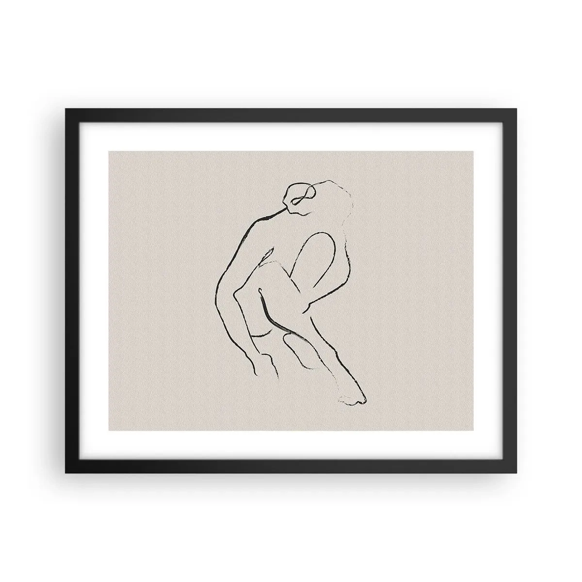 Pôster com moldura preta - Esboço íntimo - 50x40 cm