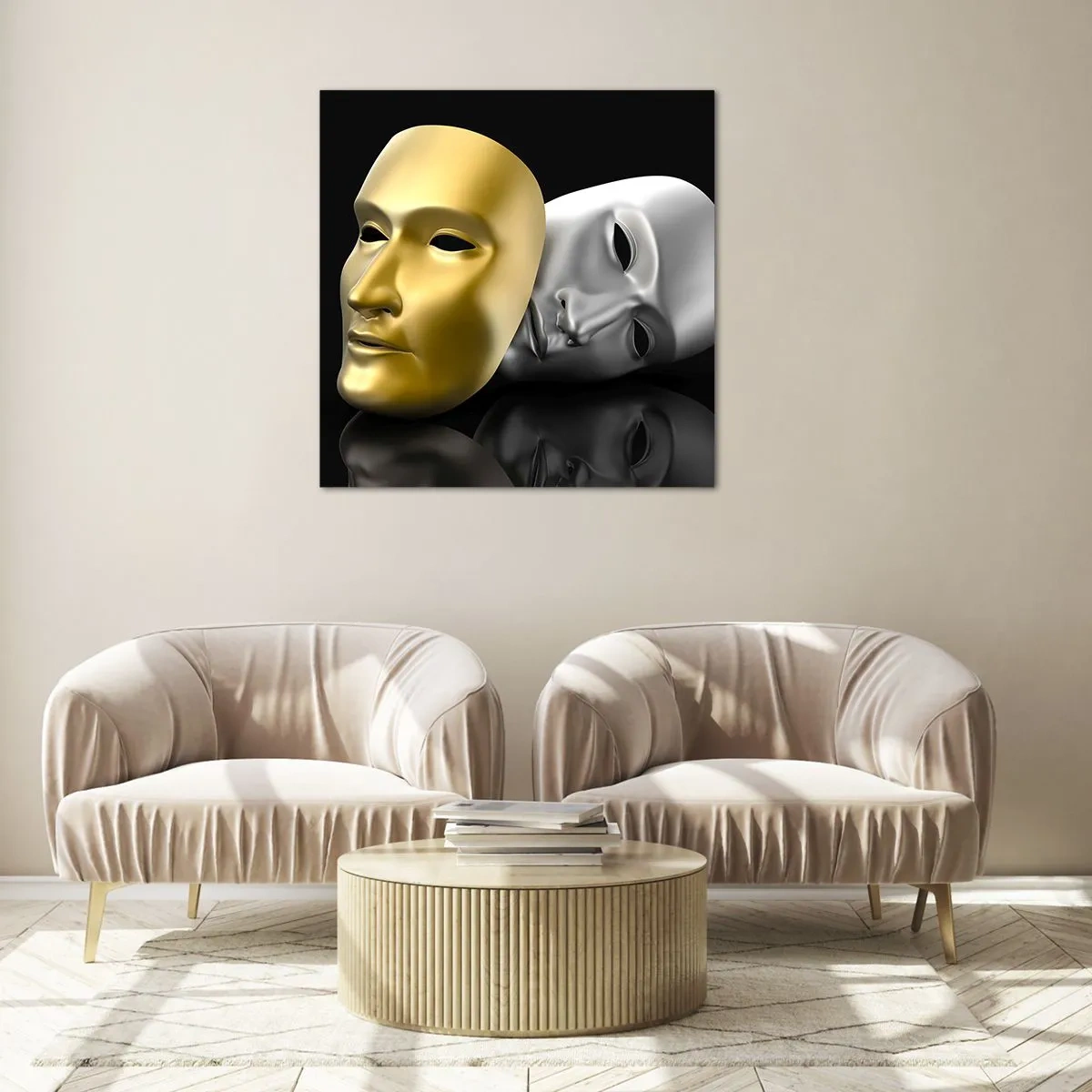 Quadro em vidro - A vida é um teatro - 40x40 cm