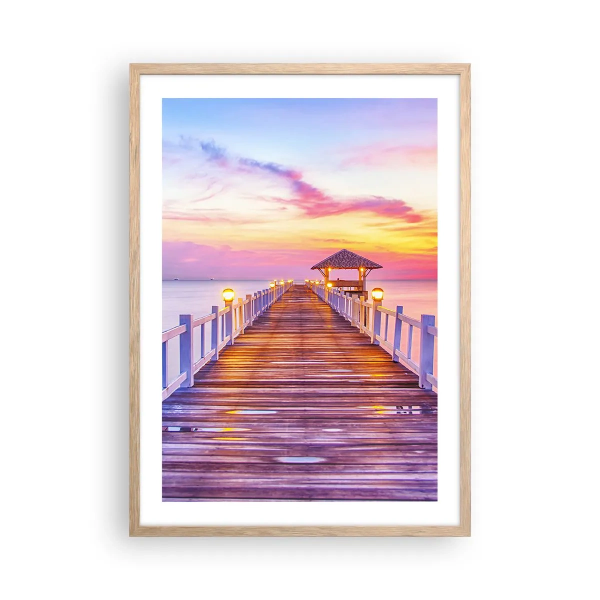 Pôster com moldura de carvalho claro - O silêncio lilás-dourado da noite - 50x70 cm