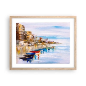 Pôster com moldura de carvalho claro - Um refúgio urbano multicolorido - 50x40 cm