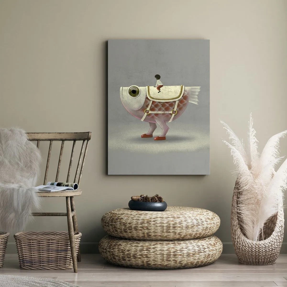 Quadro em tela - O cavaleiro Peixoso - 50x70 cm