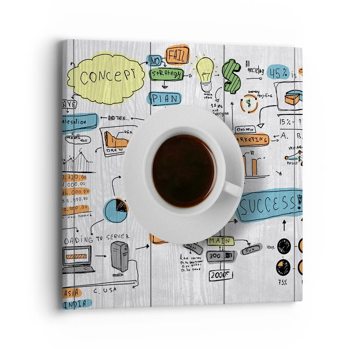 Quadro em tela - Tempo para uma pausa - 40x40 cm