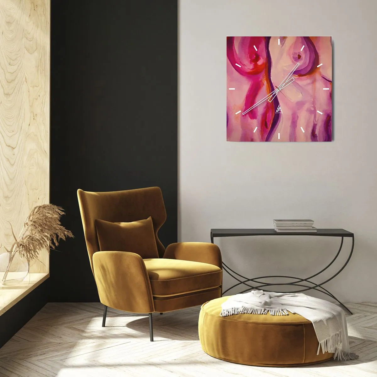 Relógio de parede - Relógio em vidro - Ode à Feminilidade - 30x30 cm