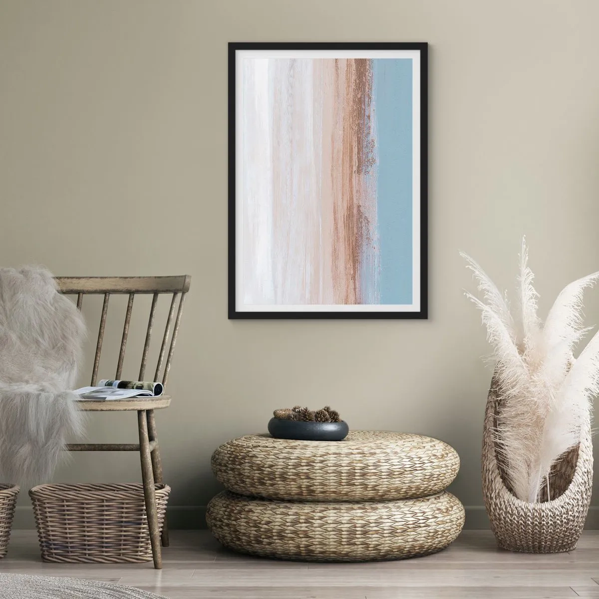 Pôster com moldura preta - Paisagem ambígua - 30x40 cm