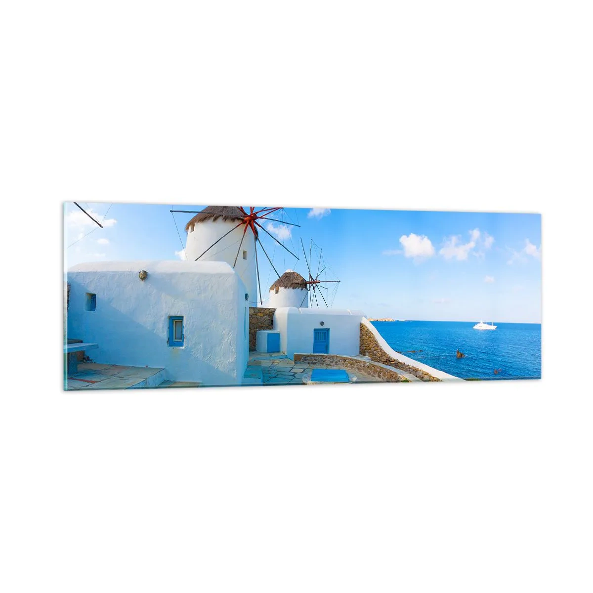 Quadro em vidro - Vento azul do mar - 90x30 cm