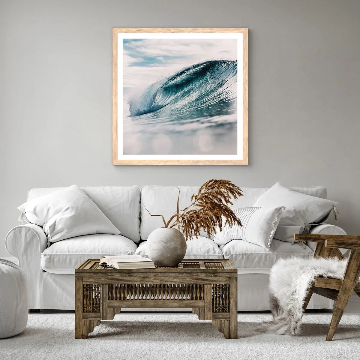 Pôster com moldura de carvalho claro - Pico de água - 60x60 cm