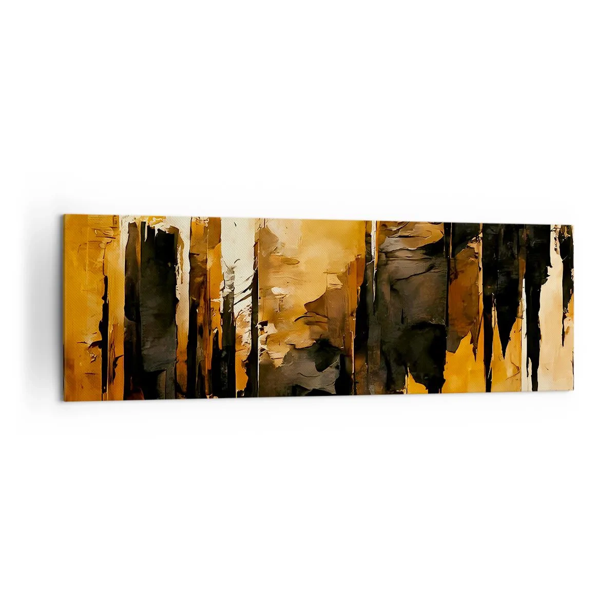Quadro em tela - Harmonia de preto e dourado - 160x50 cm