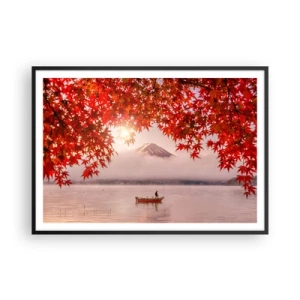 Pôster com moldura preta - No clima japonês - 100x70 cm
