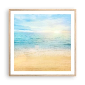Pôster com moldura de carvalho claro - Grande azul - 60x60 cm