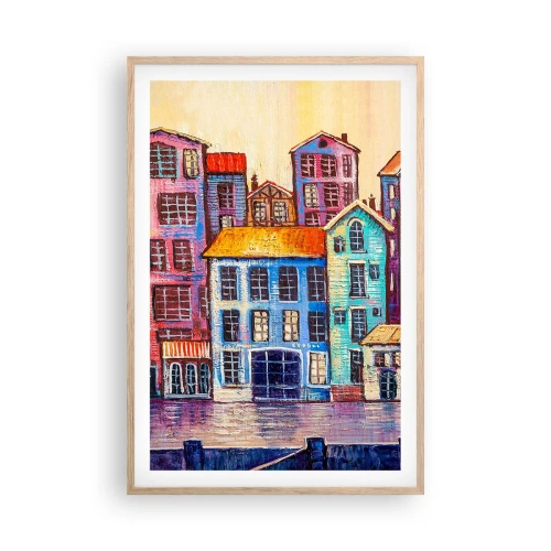 Pôster com moldura de carvalho claro - Uma cidade como de um conto de fadas - 61x91 cm