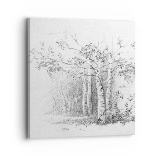 Quadro em tela - Luz da floresta de bétulas - 30x30 cm