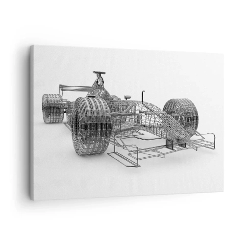 Quadro em tela - Um esboço de design de um carro de corrida em um fundo claro - 70x50cm - Construção ideal - a ideia de impulso - Decoração de parede moderna para a sala de estar e quarto ARTTOR