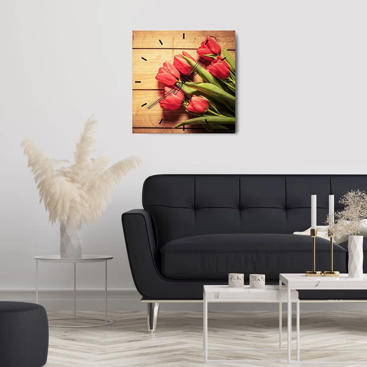 Relógio de parede - Relógio em vidro - Declaração de primavera - 30x30 cm