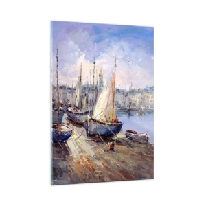 Quadro em vidro - Uma cidade à beira da baía - 50x70 cm