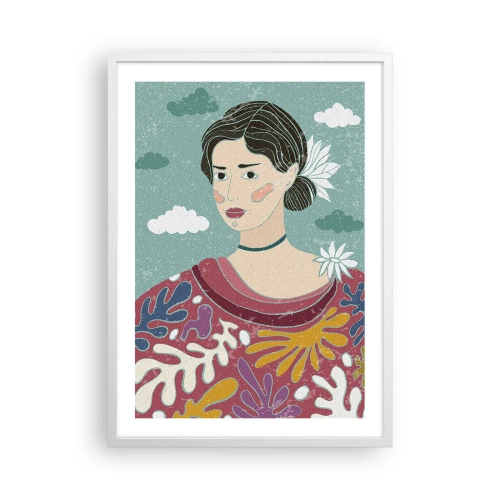 Pôster em moldura branca - Com melancolia nos olhos - 50x70 cm