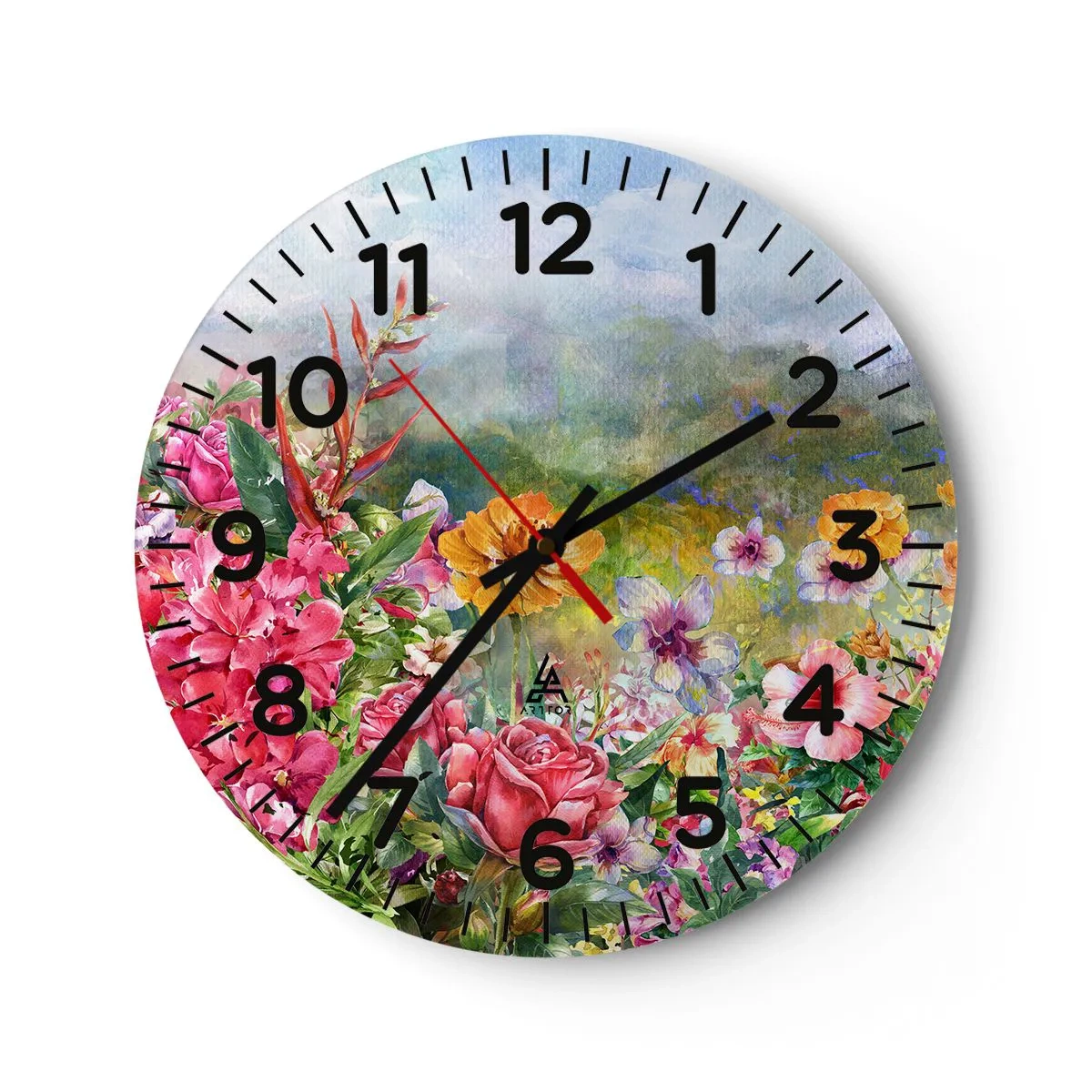 Relógio de parede - Relógio em vidro - O jardim que enlouqueceu - 40x40 cm